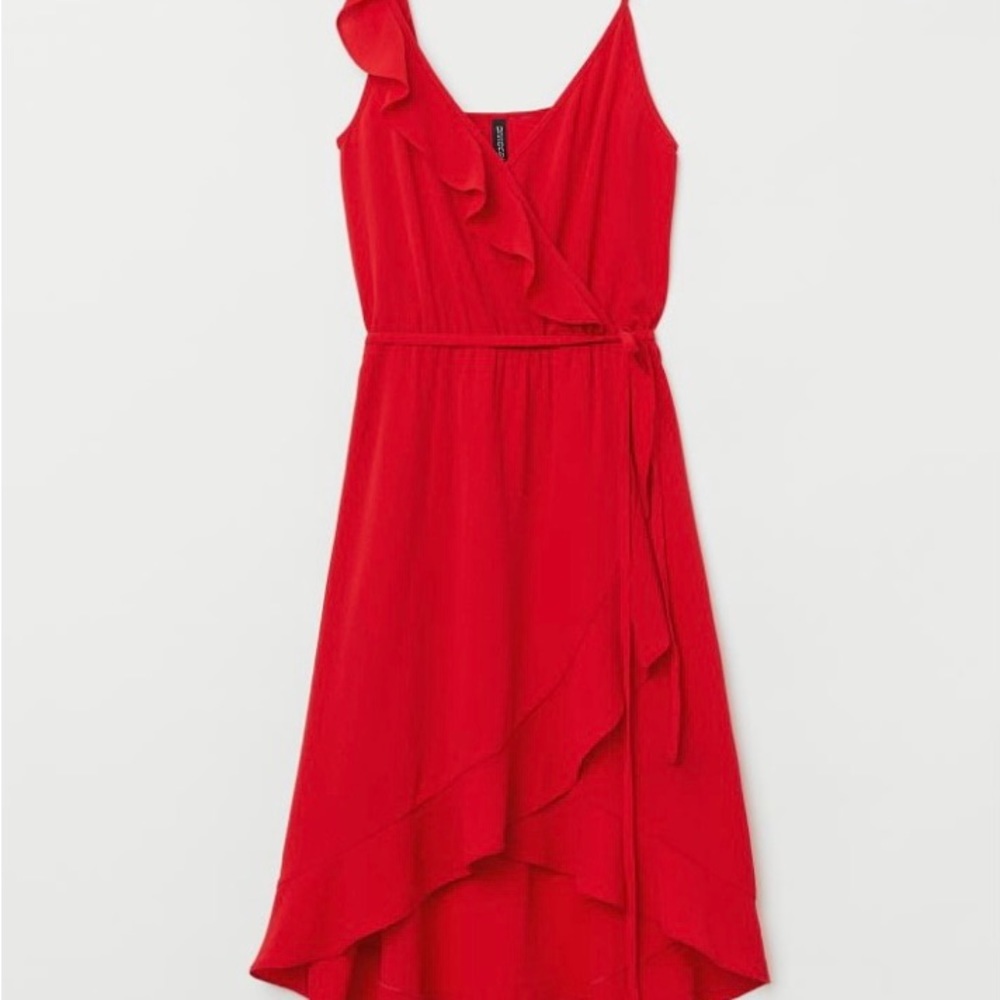 H&M Red Ruffle Midi Dress - Picture 2 of 4